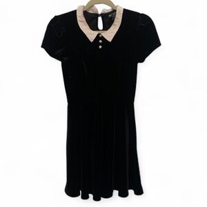 Hot Topic Black Velvet White Collar Mini Dress